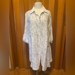 White with Black Tunic Blouse